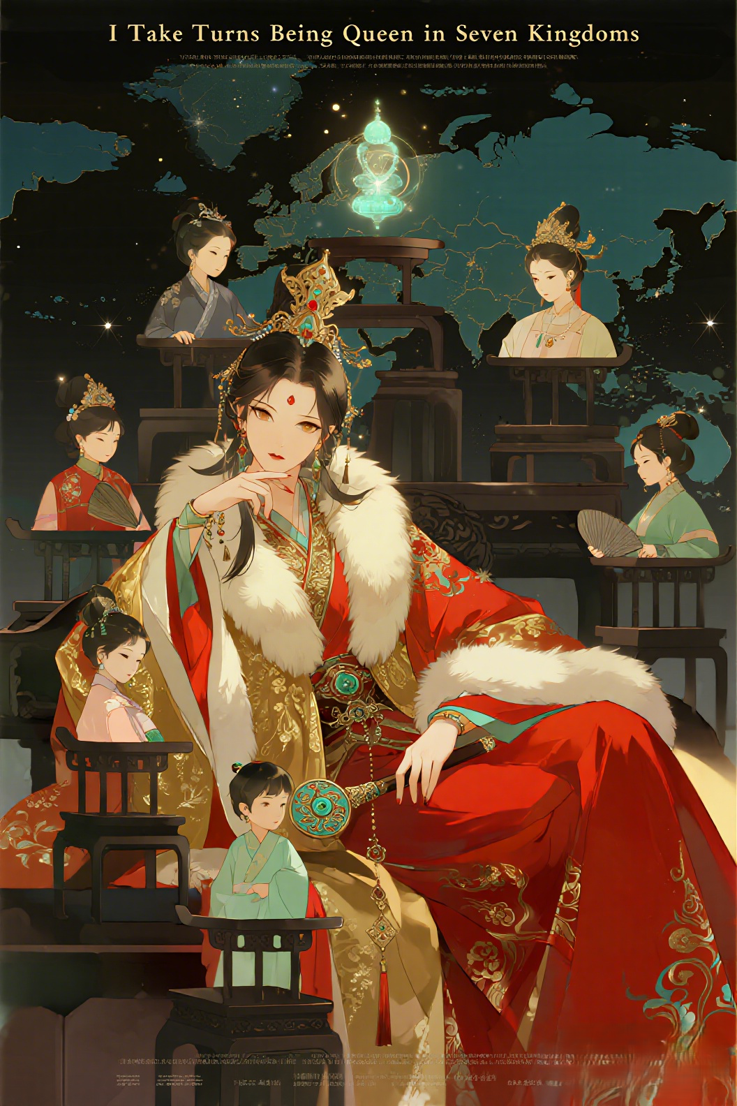 jimeng-2026-03-15-6178-插画、古风插画、电影感、故事感、 根据小说的权谋+女频+穿越+反套路喜剧风格，…