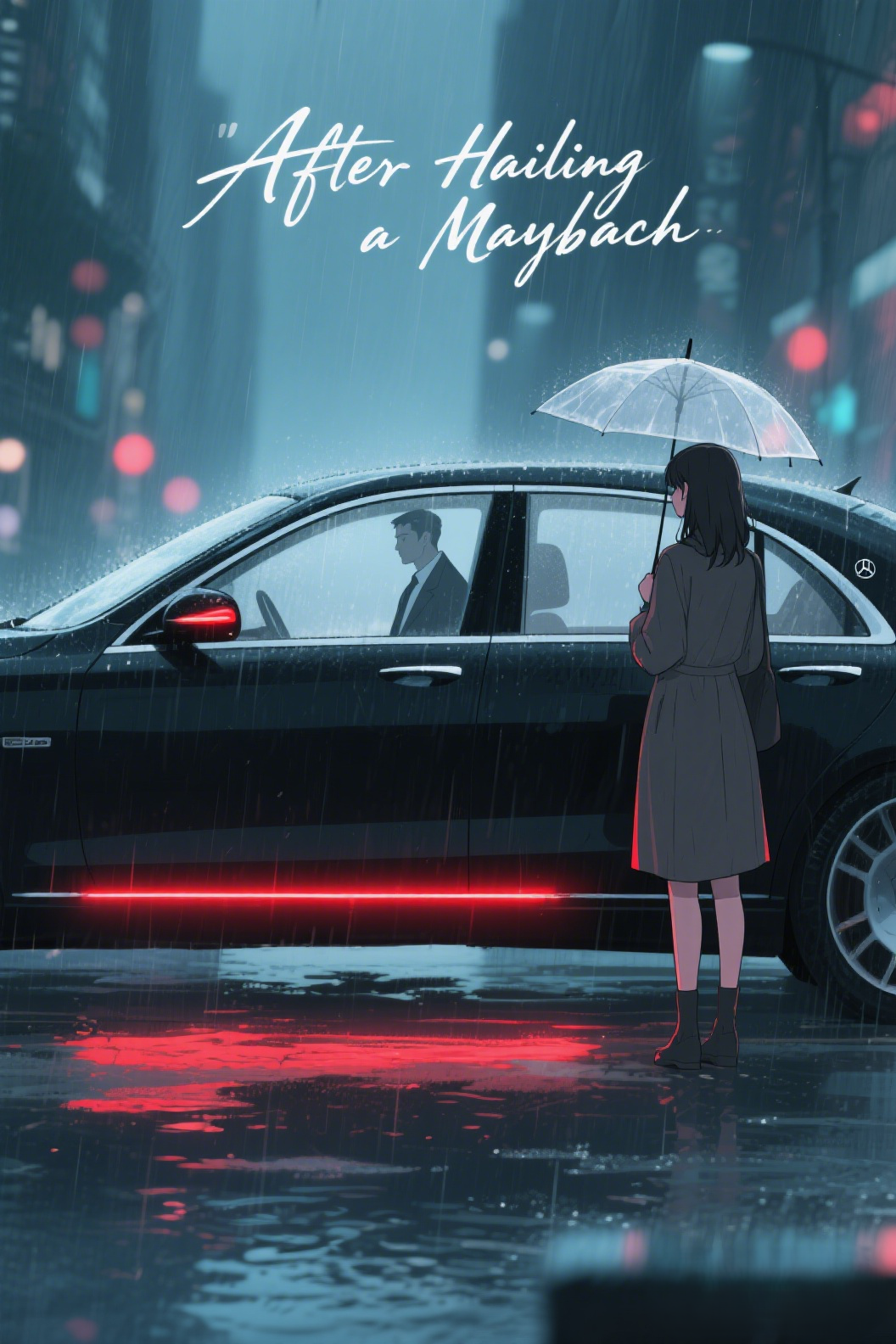 jimeng-2026-04-02-5547-插画、漫画插画、电影感、故事感、氛围感 一个雨夜。背景是都市朦胧的霓虹与湿漉漉的…