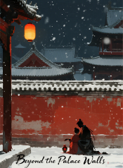 jimeng-2026-04-02-2648-插画、漫画插画、电影感、故事感、氛围感 深夜，大雪纷飞。画面中央是一段斑驳的朱红…