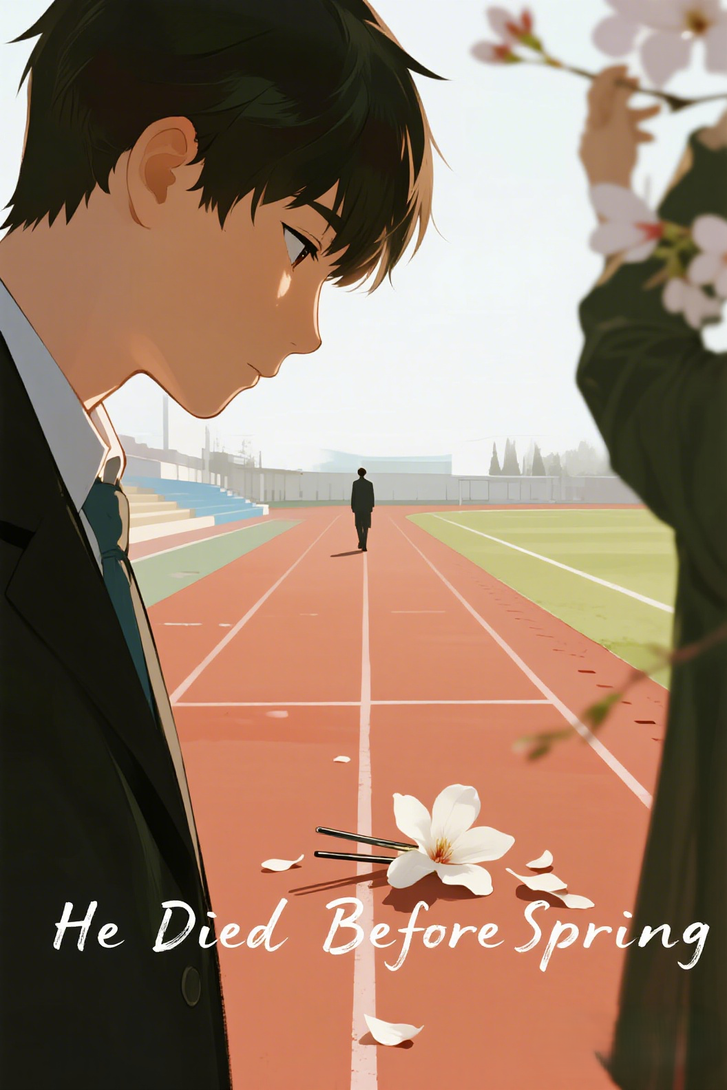 jimeng-2026-04-09-6433-插画、漫画感插画、电影感、故事感、氛围感 小说封面，极简主义构图，大范围留白，一…