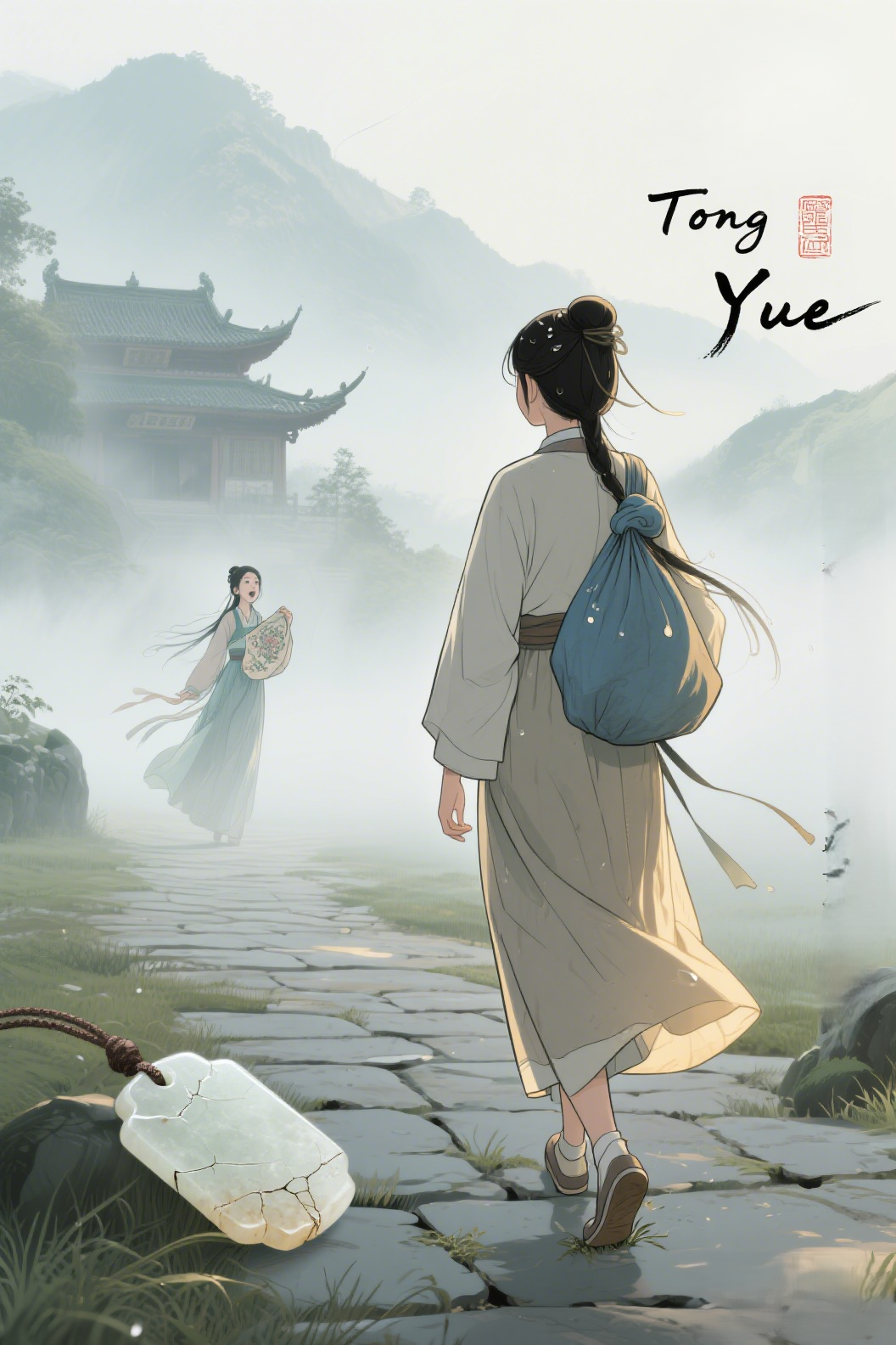 jimeng-2026-04-10-1091-插画、古风插画、漫画感插画、电影感、故事感、氛围感 重生向东、替身诀别、素衣新生…