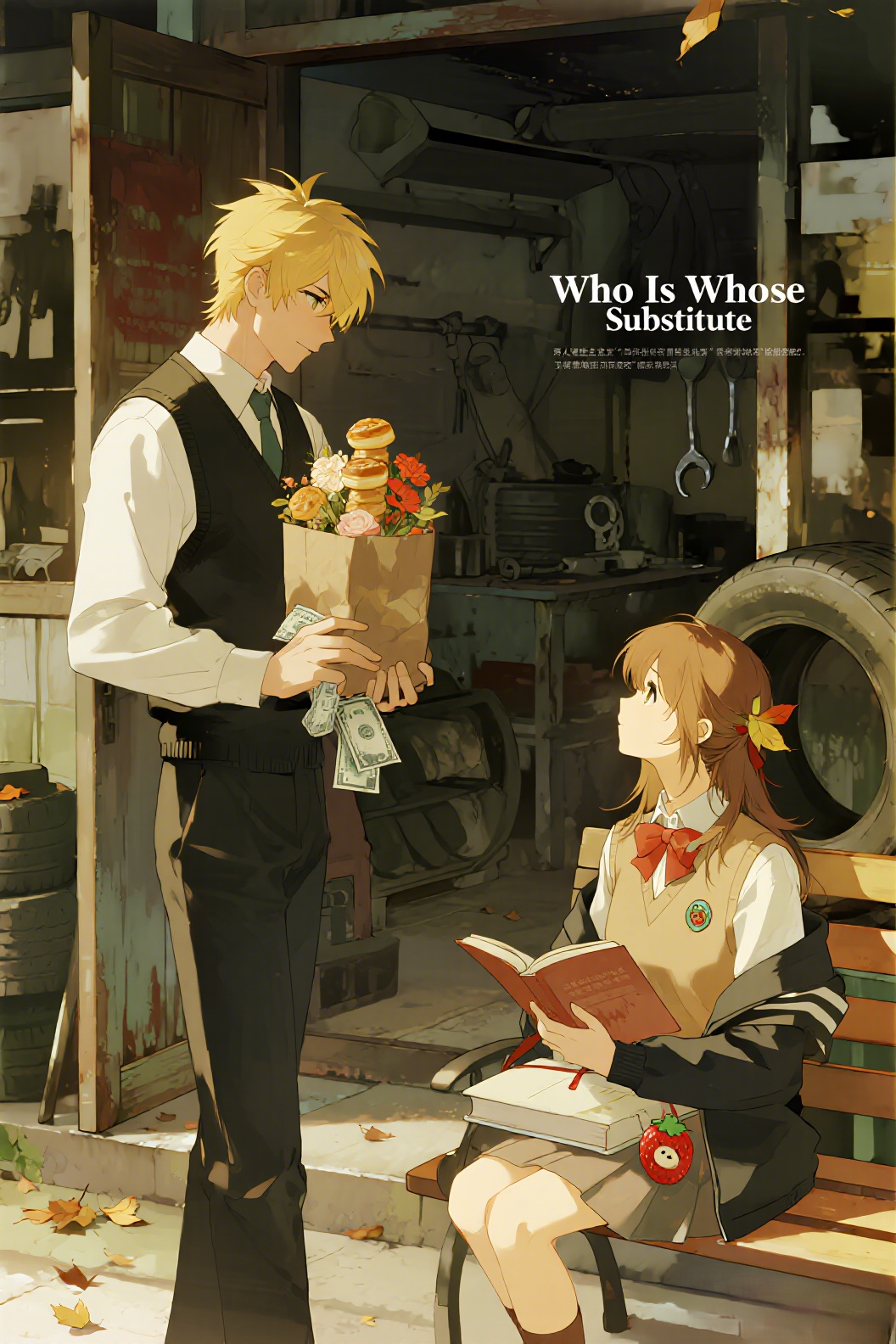 jimeng-2026-04-13-1358-插画、古风插画、漫画感插画、电影感、故事感、氛围感 卫桥（黄毛、桀骜温柔的年少恋…