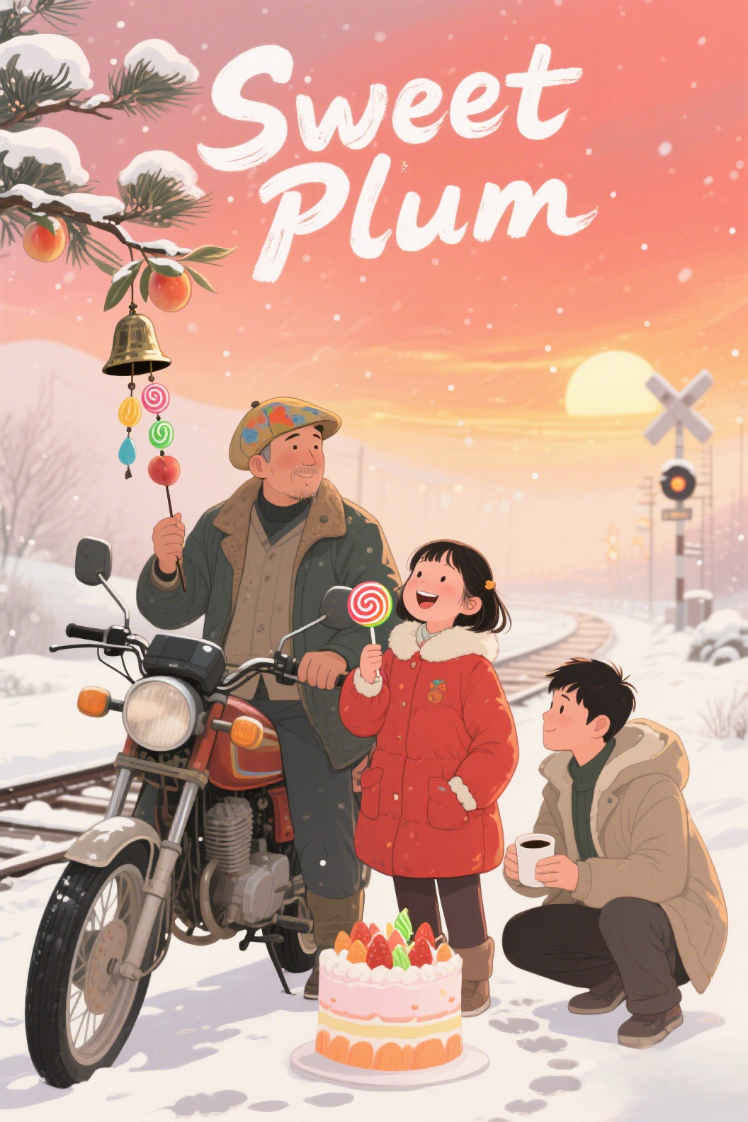 jimeng-2026-04-14-9573-插画、古风插画、漫画感插画、电影感、故事感、氛围感 养父（画家楚安邦）、养女（楚…