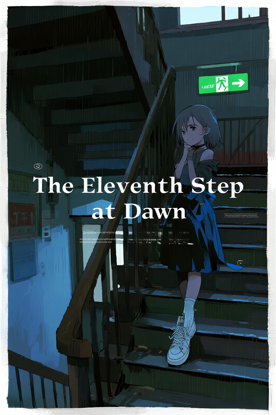 jimeng-2026-04-14-8002-插画、古风插画、漫画感插画、电影感、故事感、氛围感 西侧楼梯、第十一阶、白球鞋、…