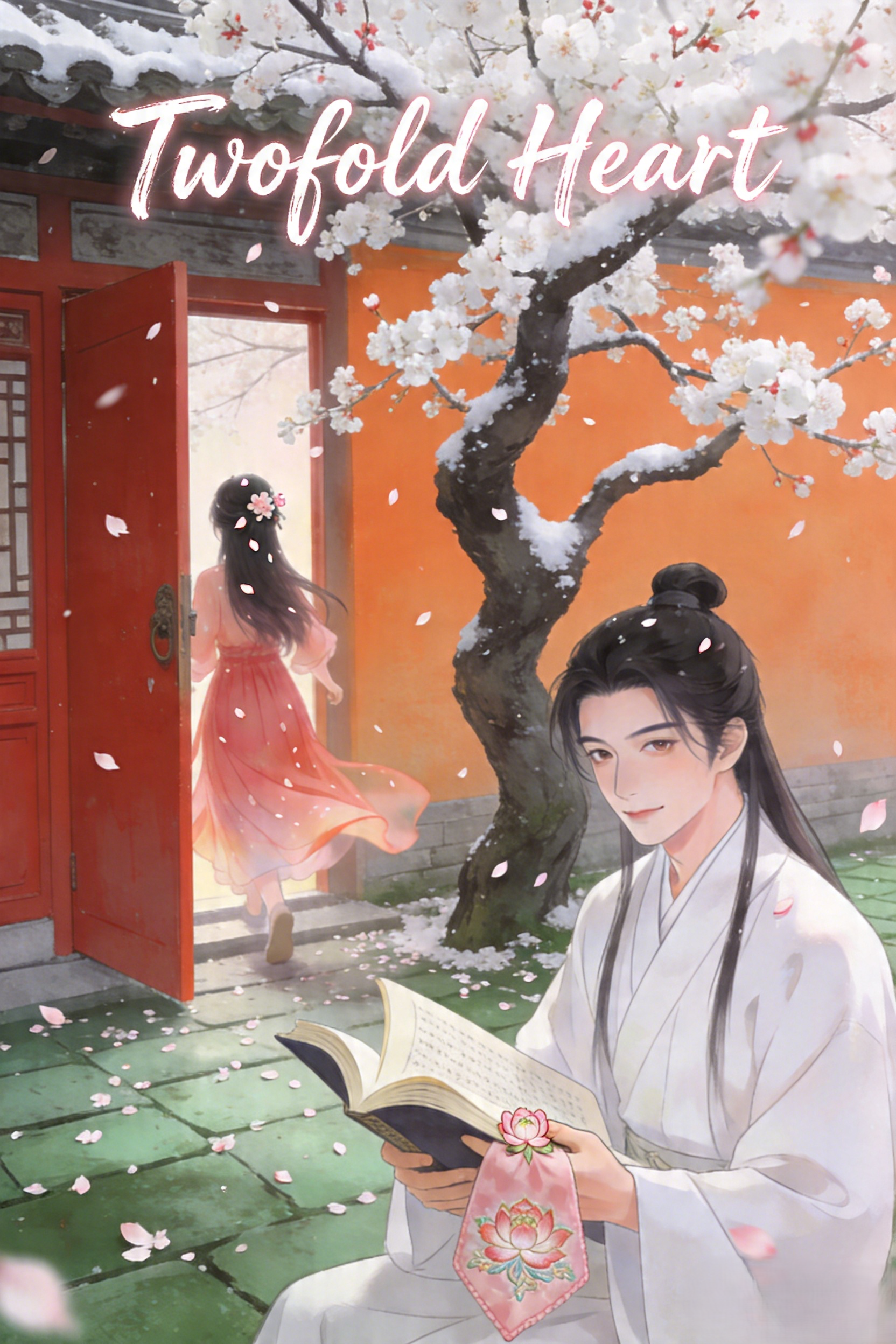 jimeng-2026-04-15-7913-插画、古风插画、电影感、故事感、氛围感 古言、江南旧宅、开得最盛的白梅、书生谢庭…