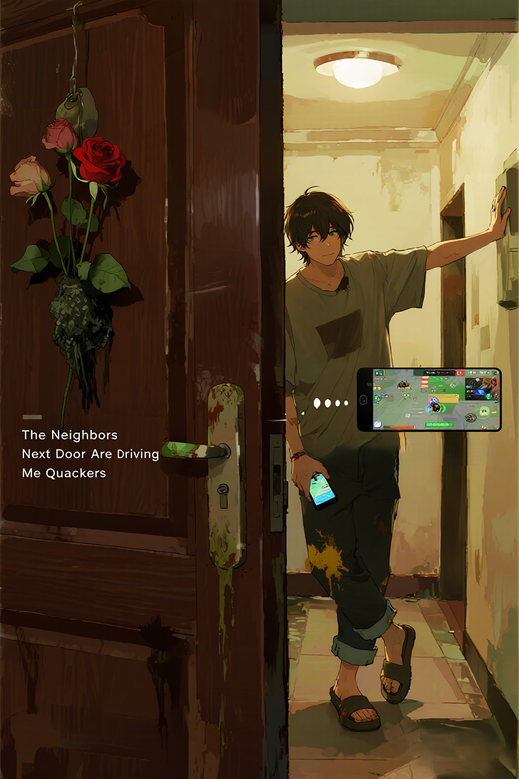 jimeng-2026-04-15-5566-插画、古风插画、电影感、故事感、氛围感 市井复仇、鸭夫妻（鸭姐_老公鸭）、回迁房…