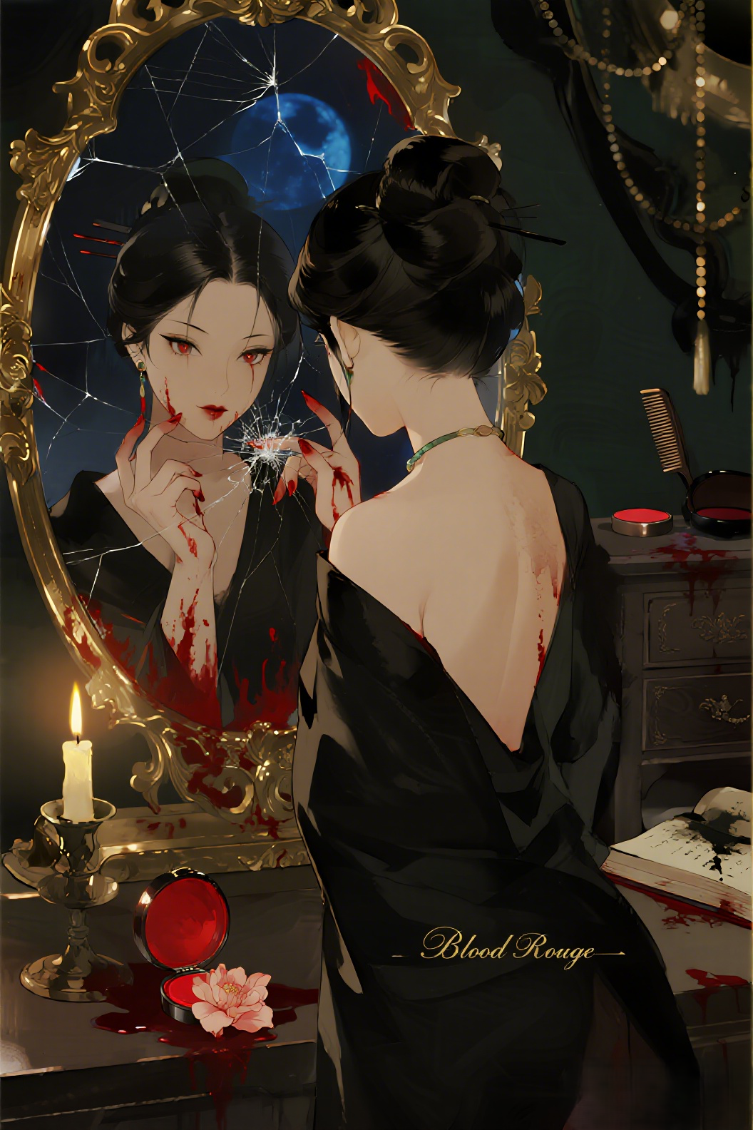 jimeng-2026-04-18-2398-插画、古风插画、漫画感插画、电影感、故事感、氛围感 画面采用三分法构图：左侧为一…