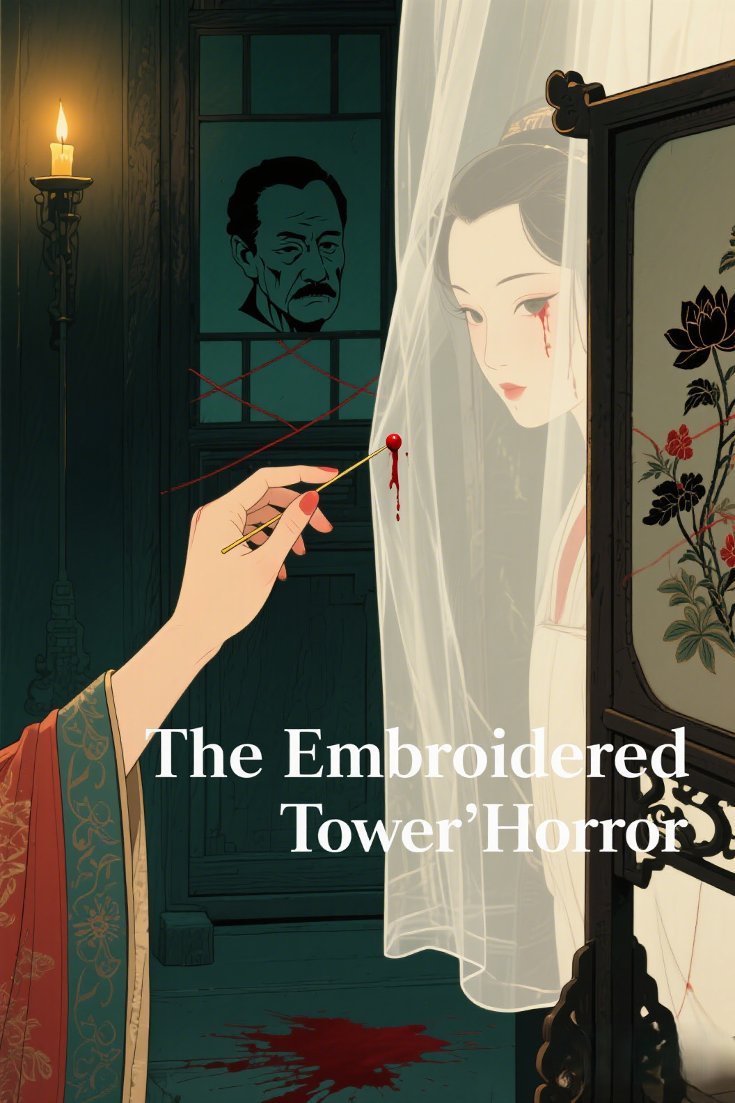 jimeng-2026-04-20-3244-插画、古风插画、漫画感插画、电影感、故事感、氛围感 中式恐怖美学，电影级布光，特…