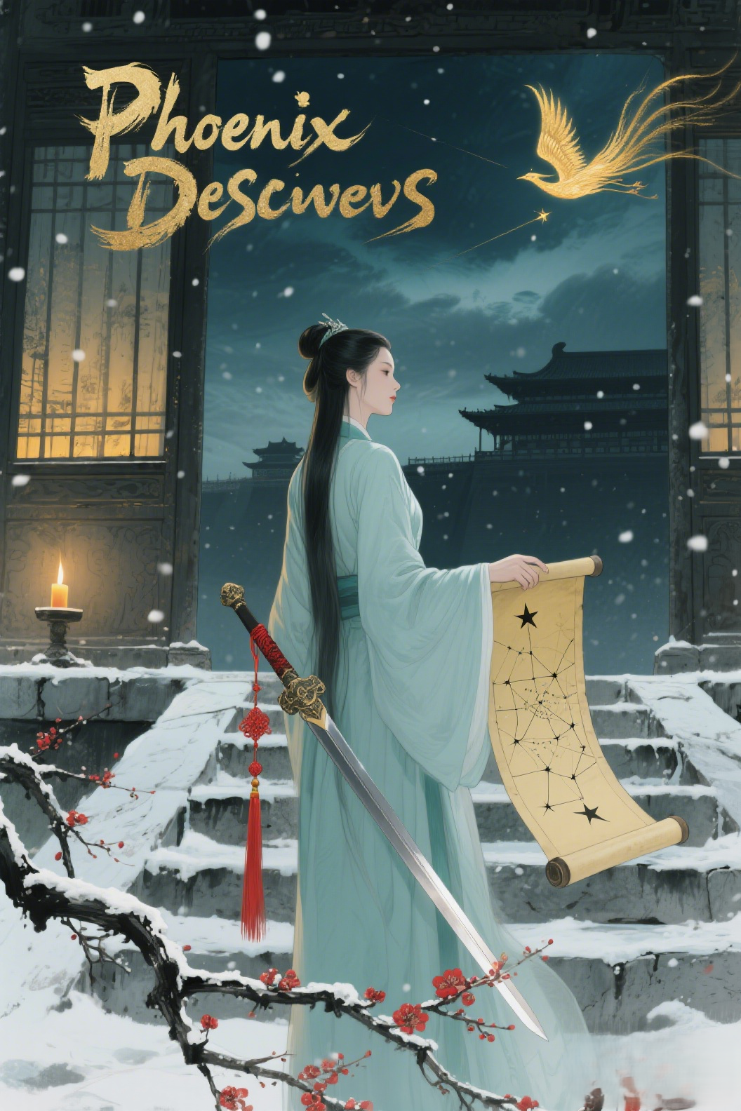 jimeng-2026-04-29-7037-插画、古风插画、漫画感插画、电影感、故事感、氛围感 古风权谋、女性成长、系统流、…