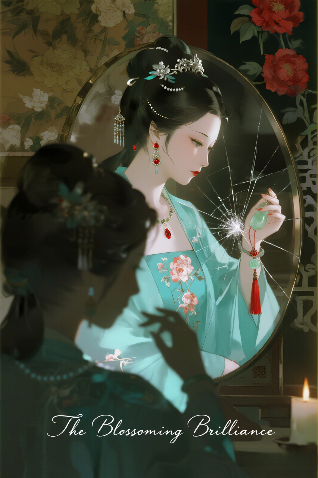 jimeng-2026-04-29-2487-插画、古风插画、漫画感插画、电影感、故事感、氛围感 古风权谋、恶女美学、血红牡丹…
