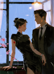 jimeng-2026-06-26-6799-插画、漫画感插画、古风插画、电影感、故事感、氛围感 港风复古，电影感，侧脸剪影，…