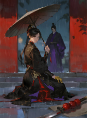 jimeng-2026-06-26-5133-插画、漫画感插画、古风插画、电影感、故事感、氛围感 画面中央，不再是卑微跪着的少…