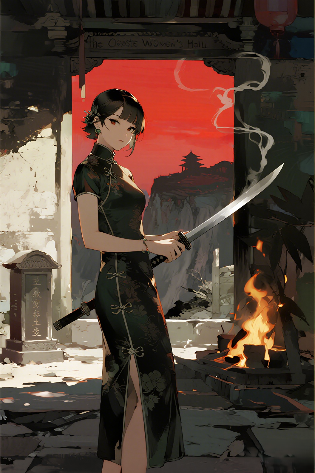 jimeng-2026-07-14-5209-插画、漫画感插画、古风插画、电影感、故事感、氛围感 电影质感，侧逆光，民国年代，…